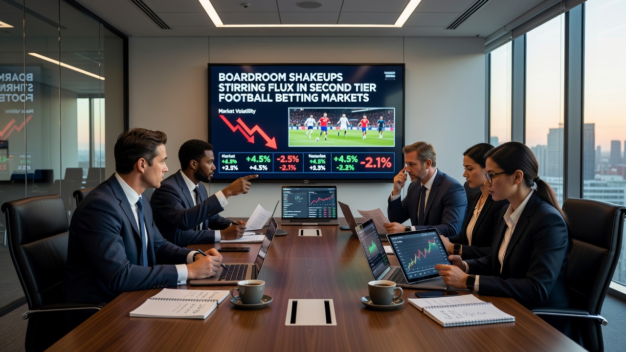 Football pitch action during a Championship match where boardroom decisions have altered team strategies and betting lines