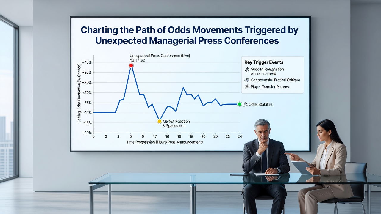 Graph showing odds movement timeline following a managerial press conference