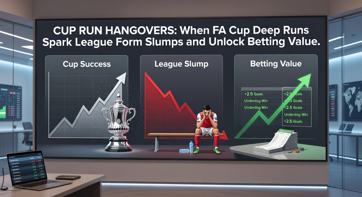 Graph showing league points drop after deep FA Cup runs for EFL teams, with betting odds overlays highlighting value opportunities