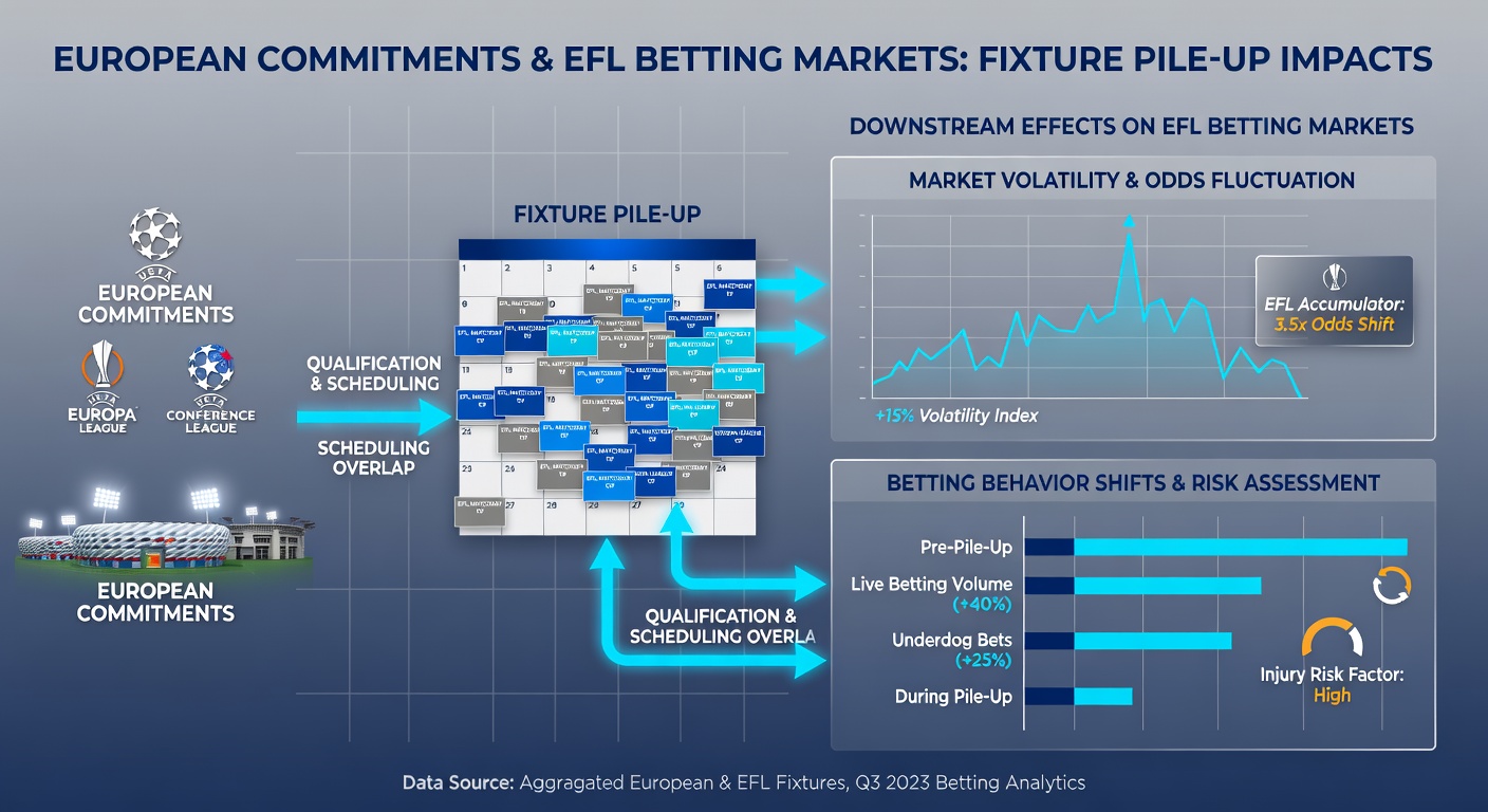 Fixture pile-ups from European ties reshaping EFL in-play betting odds and squad rotations