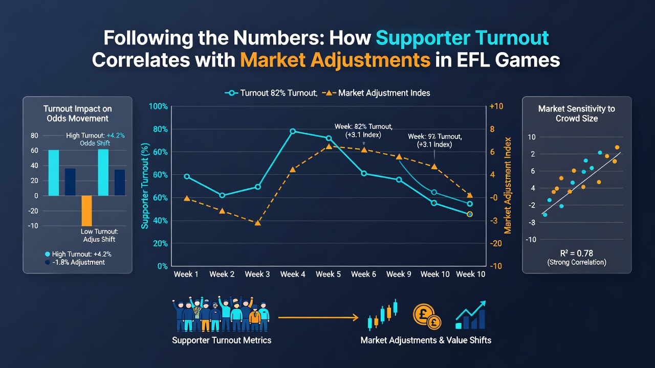 Betting market graph showing odds movement alongside attendance data for an EFL fixture