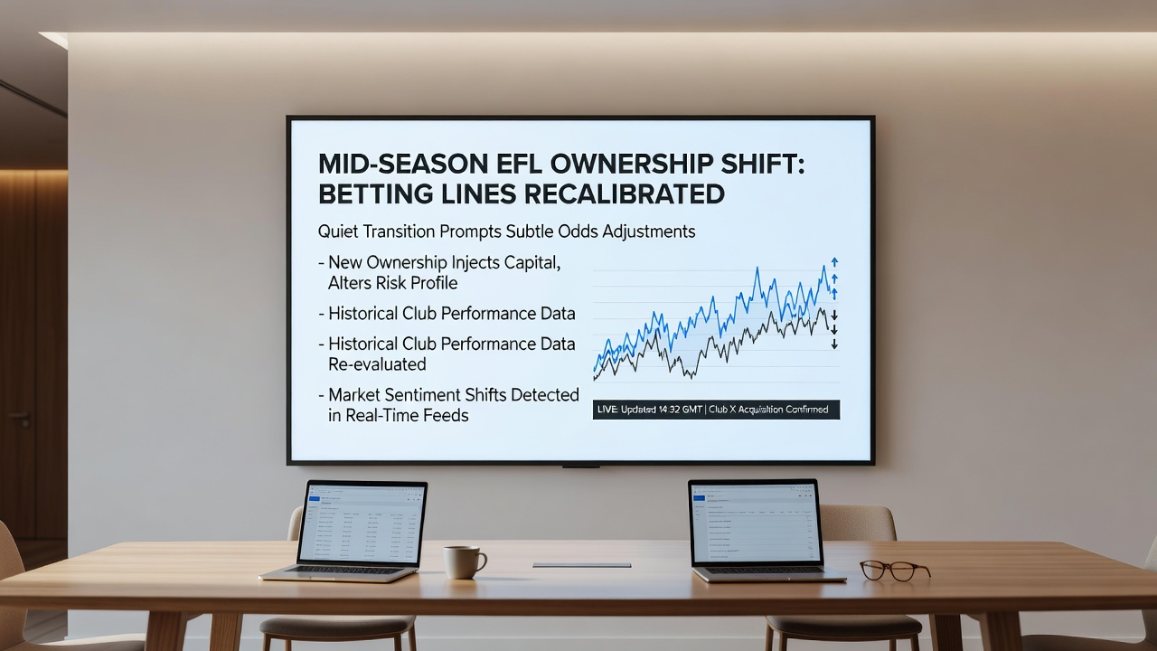 Bookmaker odds board reflecting adjustments during EFL ownership changes