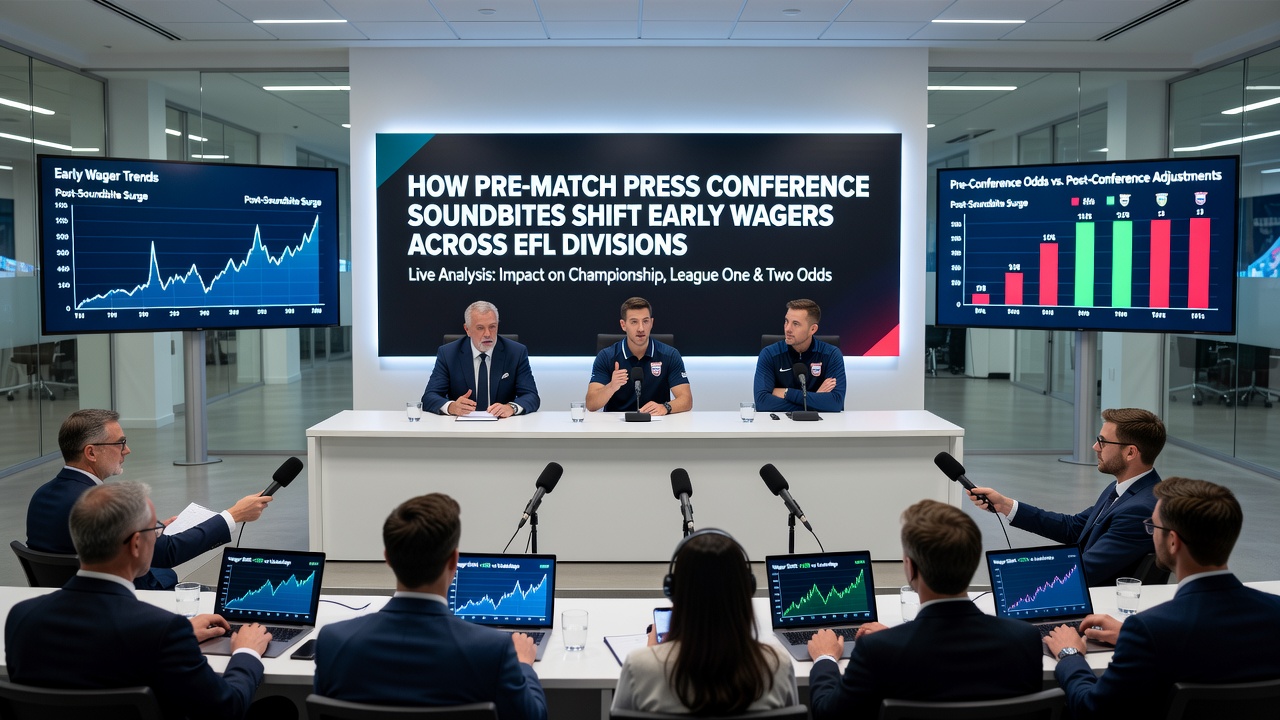Betting terminals displaying shifting EFL odds after press conference updates