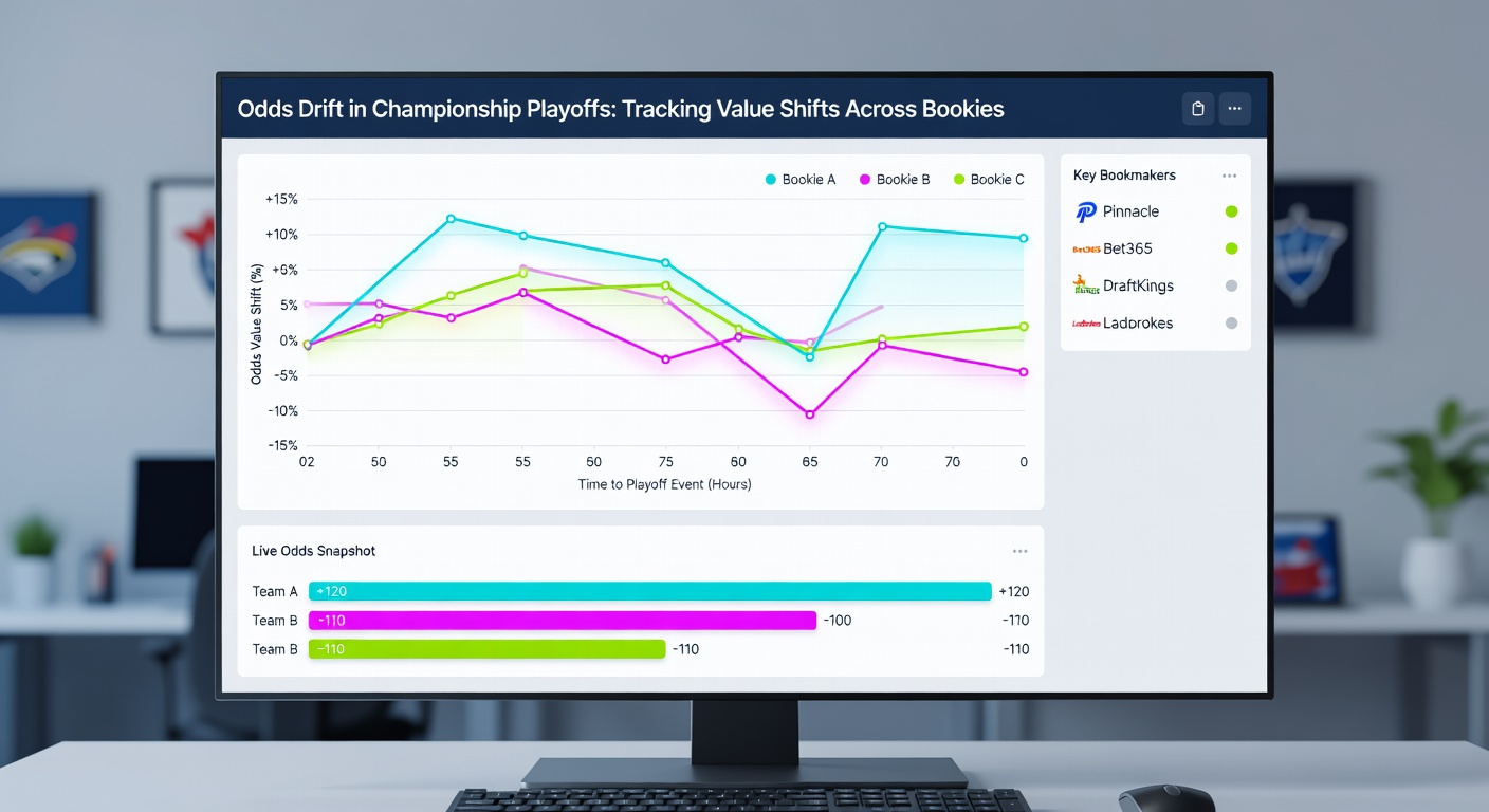 Screenshot of real-time odds comparison table for a Championship playoff match, displaying drifts between bookmakers like Bet365, William Hill, and Pinnacle