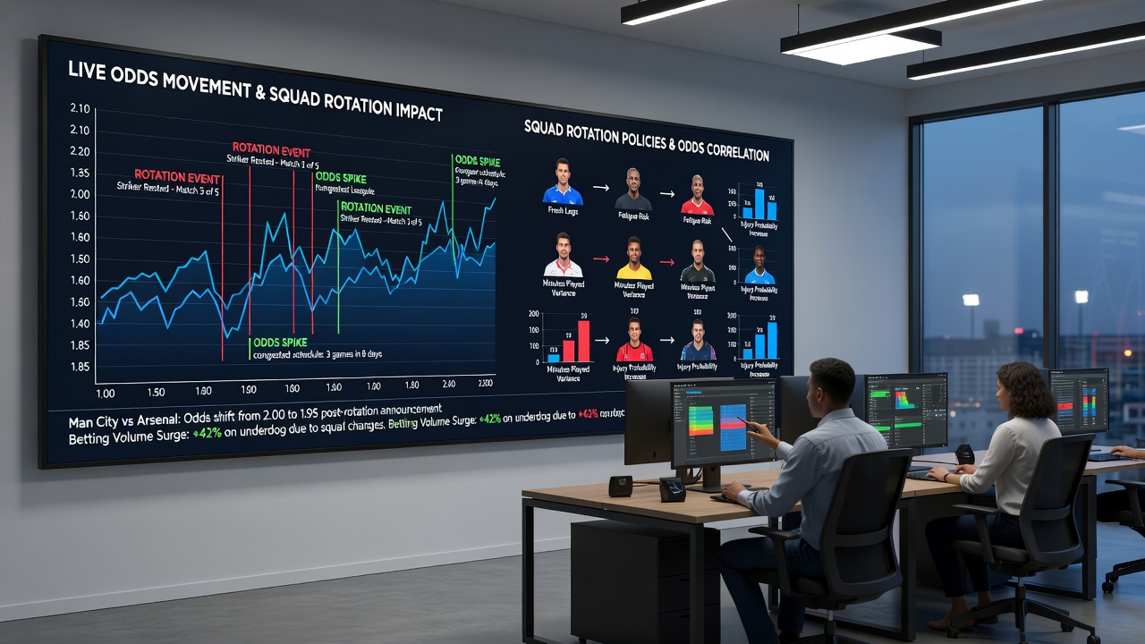 Live betting interface displaying odds movements correlated with player rotation decisions